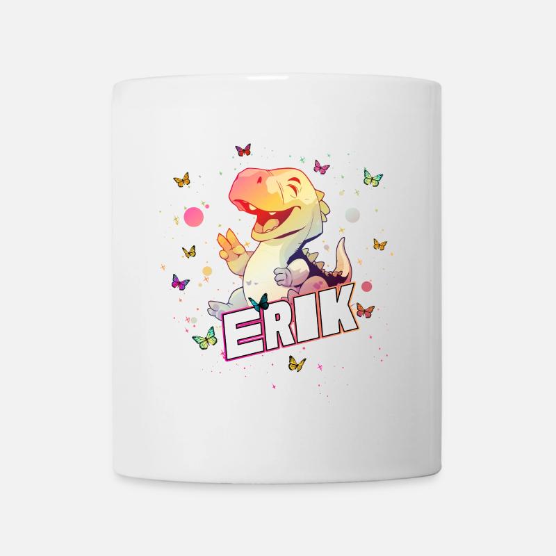 ERIK - Schöner Junge Name mit süßem DINO T-REX - Tasse - Weiß