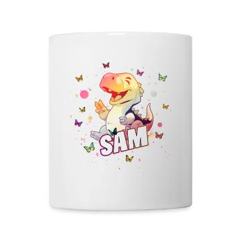 SA M - Beau prénom de garçon avec mignon DINO T-REX - Mug blanc - blanc - Devant