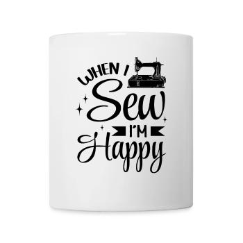 Quand je couds, je suis heureux - Sewing Machine Sewing Lover - Mug blanc - blanc - Devant