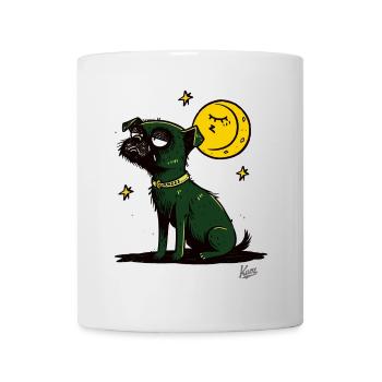 Tired Schnauzer: Dog with Moon and Stars - Mug - white - Front