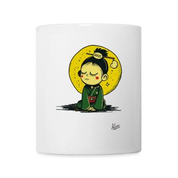 Sleepy and tired little cartoon girl - Mug - white - Front