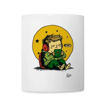 Schlaf Müder Gamer-Junge mit Tablet und Kissen - Tasse - Weiß - Vorne