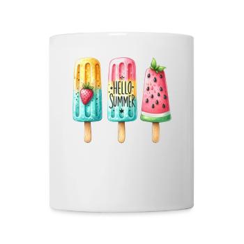 Hello Summer. Happy Popsicle Design, Ice Cream, - Mug - white - Front