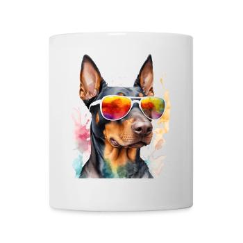 Doberman Sunglasses Dog Funny Design Print - Mug - white - Front