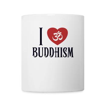 Ich liebe Buddhismus Buddhistisches Symbol Statue Priester - Tasse - Weiß - Vorne