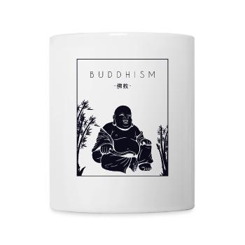 Statue bouddhiste bouddhiste Hanzi chinois - Mug blanc - blanc - Devant
