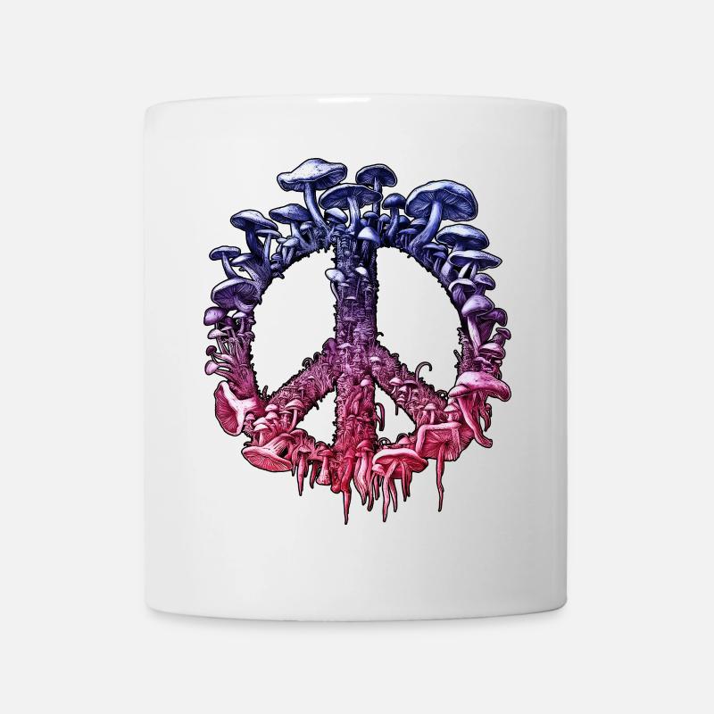 Lebendiges psychedelisches Pilz-Friedenszeichen - Tasse - Weiß