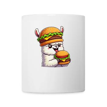 Llama Alpaca Cheeseburger Fast Food Whimsical Hat - Mug - white - Front