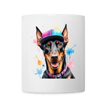 Doberman Snapback Cap Chien Drôle Design Imprimer - Mug blanc - blanc - Devant