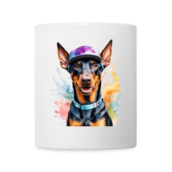Doberman Snapback Cap Chien Drôle Design Imprimer - Mug blanc - blanc - Devant