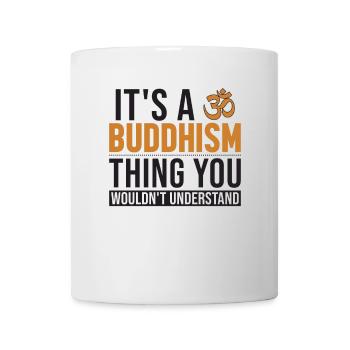 Es ist ein buddhistisches Statuensymbol aus dem Buddhismus - Tasse - Weiß - Vorne