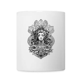 Mystisches Frauenporträt auf stilvollem T-Shirt - Tasse - Weiß - Vorne