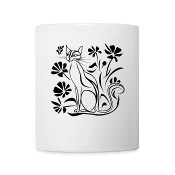 Minimalist Flowers Cat - Mug - white - Front
