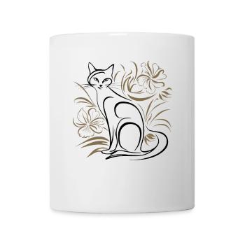 Minimalist Flowers Cat - Mug - white - Front