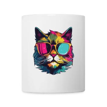 Katze Symbol Cool Kopf Party - Tasse - Weiß - Vorne