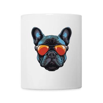 Französische Bulldogge Hund Kopf - Tasse - Weiß - Vorne