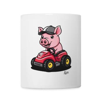 Infatigable petit cochon tracteur joyeux - Mug blanc - blanc - Devant