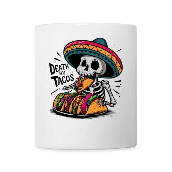 Funny Skeleton Feast Death By Tacos Sombrero - Mug - white - Front