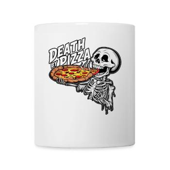 Squelette humoristique mangeant de la pizza Graphique drôle - Mug blanc - blanc - Devant