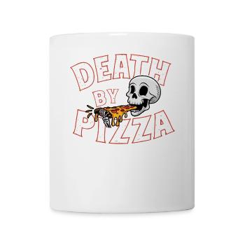 Crâne humoristique mangeant pizza Graphique drôle - Mug blanc - blanc - Devant