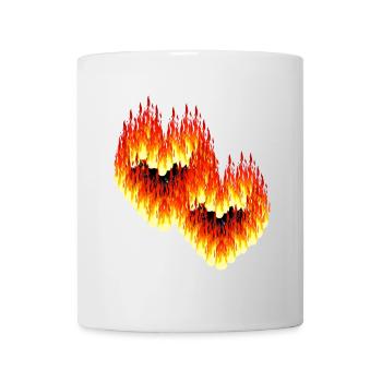 Flammen Herz Herzen Romantik Valentin Liebe - Tasse - Weiß - Vorne