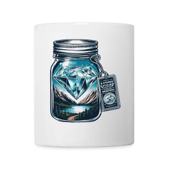 Nature mountain landscape with diamond in mason jar - Mug - white - Front