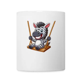 Süßes Zebra Schaukel Cartoon Grinsen Lustig - Tasse - Weiß - Vorne