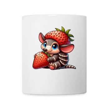 Skurriles Gürteltier Erdbeere Frucht Süßes Design - Tasse - Weiß - Vorne