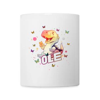 OLE - Beau prénom de garçon avec mignon DINO T-REX - Mug blanc - blanc - Devant