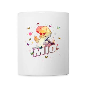 MIO - Beau nom de garçon avec mignon DINO T-REX - Mug blanc - blanc - Devant