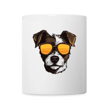 Jack Russel Terrier Hund Porträt Cool - Tasse - Weiß - Vorne