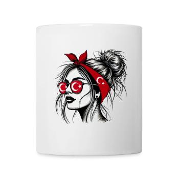 femme turque élégante avec design de drapeau turc - Mug blanc - blanc - Devant