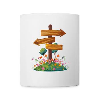 Panneau indicateur lors d’une randonnée en vacances – illustration - Mug blanc - blanc - Devant