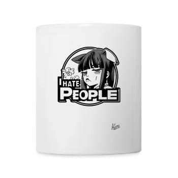 Annoyed cartoon girl: "I hate people" - Mug - white - Front