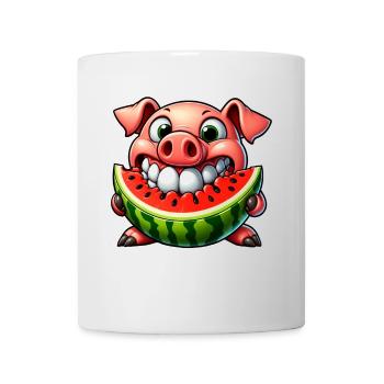 Whimsical Pig with Watermelon Joy and - Mug - white - Front