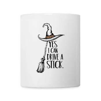 Lustiger Halloween Spruch Yes I can drive a stick - Tasse - Weiß - Vorne