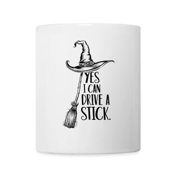 Lustiger Halloween Spruch Yes I can drive a stick - Tasse - Weiß - Vorne