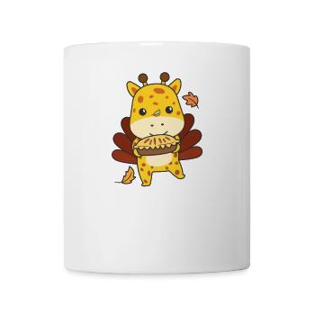 Tenues de Thanksgiving Girafe de dinde avec tarte - Mug blanc - blanc - Devant