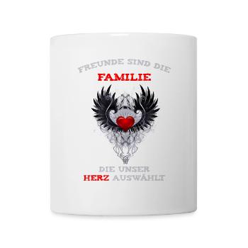 Herz und Flügel Familienmotto - Tasse - Weiß - Vorne