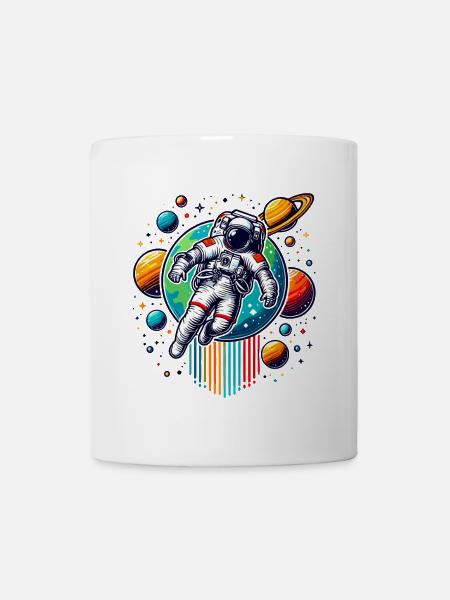 Retro Astronauten Weltraum Planeten Design - Tasse - Weiß