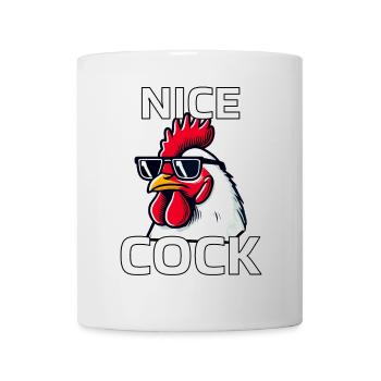 Nice Cock Funny Rooster Sunglasses Humor Gift - Mug - white - Front