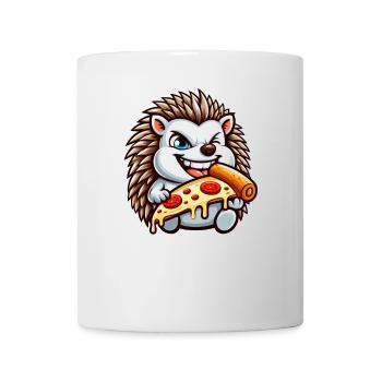 drôle hérisson pizza amateur de pizza art de la restauration rapide - Mug blanc - blanc - Devant