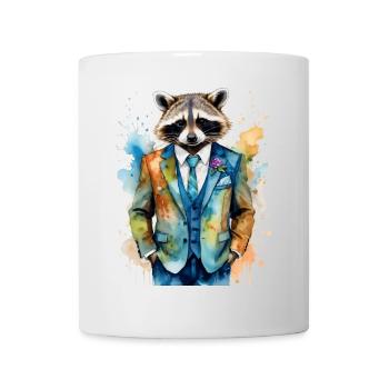 Costume de raton laveur Imprimé de conception d’animaux colorés - Mug blanc - blanc - Devant
