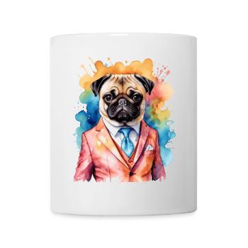 Carlin Costume Chien Coloré Drôle Animal Design Imprimer - Mug blanc - blanc - Devant