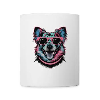 Cool Retro Dog with Sunglasses Colorful Art - Mug - white - Front