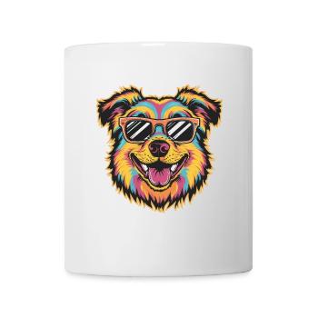 Bunte coole Hundesonnenbrille Retro Pop Art - Tasse - Weiß - Vorne
