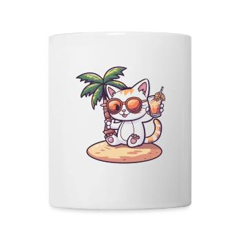 Cat Summer Beach Comic - Mug - white - Front