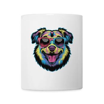Colorful Sunglasses Dog Funny Cute Pet Lover Art - Mug - white - Front
