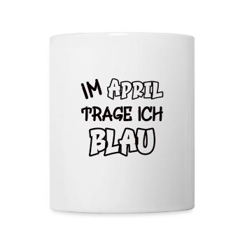 En avril, je porte du bleu disant jeu de couleurs - Mug blanc - blanc - Devant