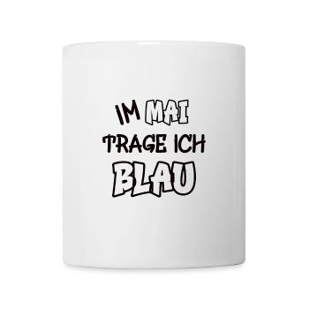 En mai, je porte du bleu disant jeu de couleurs - Mug blanc - blanc - Devant